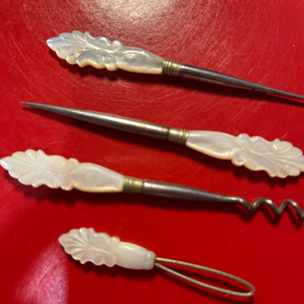 Vintage Victorian Mother of Pearl Handled Tools Set